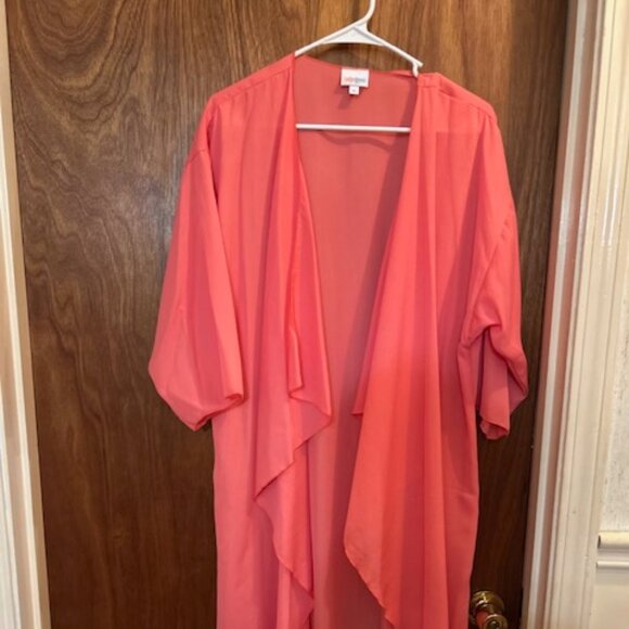 Coral Drape Open Front Cardigan- Lightweight Sheer Layering Piece - Picture 1 of 4